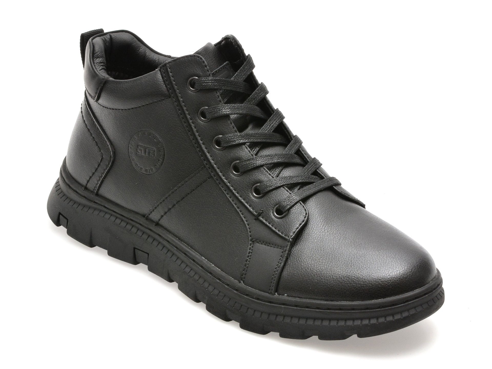 Ghete BITE THE BULLET negre, K164, din piele naturala