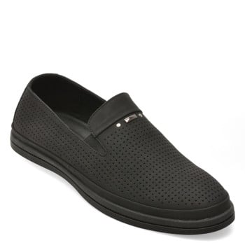 Mocasini OTTER negri, J260015, din piele naturala