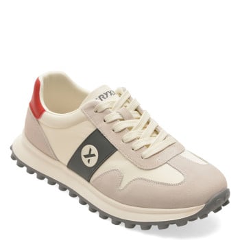 Pantofi sport GRYXX albi, 58373, din material textil si piele naturala