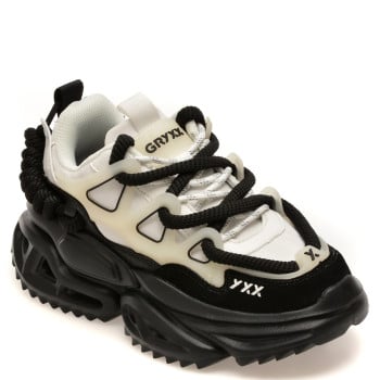 Pantofi sport GRYXX alb-negru, 82695, din piele naturala