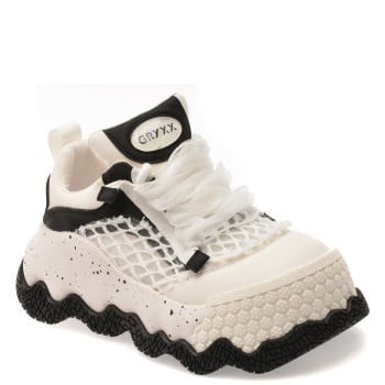 Pantofi sport GRYXX alb-negru, 860, din material textil si piele naturala
