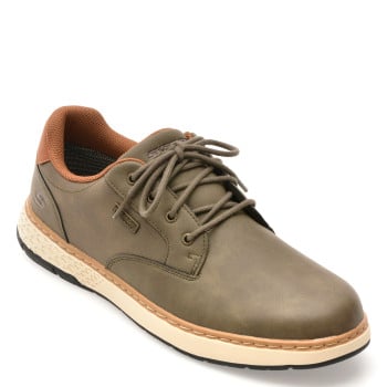 Pantofi sport SKECHERS kaki, GARLAN, din piele ecologica