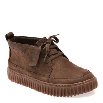 Ghete CLARKS maro, TORHILL LACE HI, din nabuc