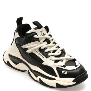 Pantofi sport GRYXX alb-negru, F8930, din piele naturala