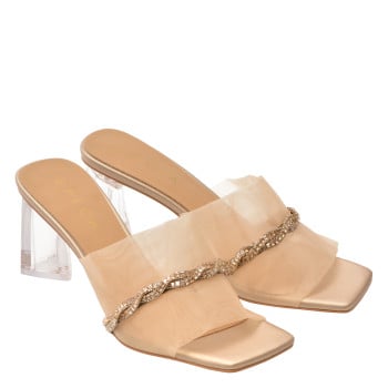 Papuci EPICA aurii, 310088, din material textil