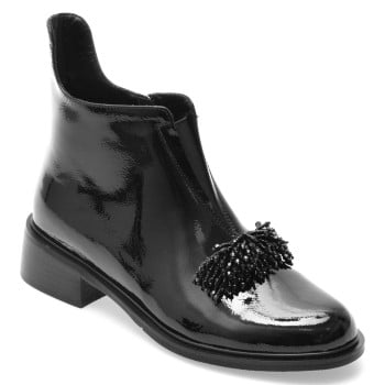 Ghete EPICA negre, M830, din piele naturala lacuita