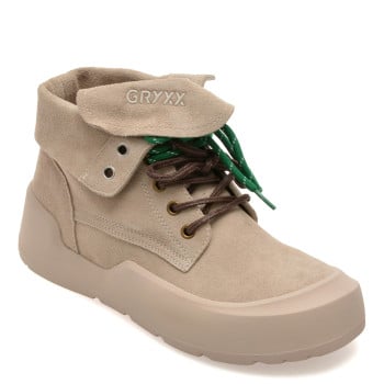 Ghete GRYXX gri, 26601, din piele intoarsa