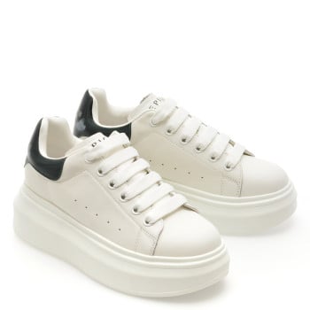 Pantofi sport EPICA alb-negru, 70637, din piele naturala