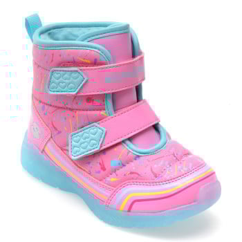Ghete SKECHERS roz, ILLUMI-BRIGHTS, din piele ecologica