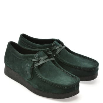 Mocasini CLARKS verzi, WALLABEE EVO SH, din piele intoarsa