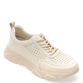 Pantofi sport EPICA albi, 18029, din piele naturala