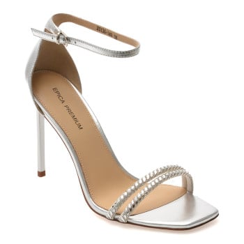Sandale elegante EPICA PREMIUM argintii, 20136, din piele naturala