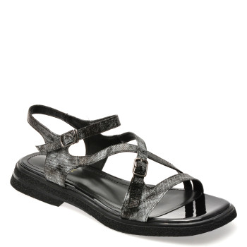 Sandale GRYXX negre, A129, din piele naturala