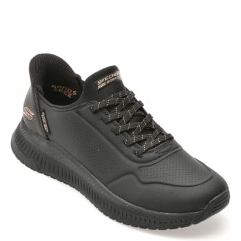 Pantofi sport SKECHERS negri, BOBS SQUAD 4, din piele ecologica
