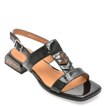 Sandale IMAGE negre, 22L928, din piele naturala lacuita