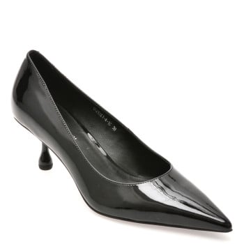 Pantofi eleganti EPICA PREMIUM negri, 25061, din piele naturala lacuita