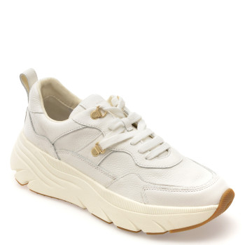 Pantofi sport GEOX albi, D36UFE, din piele naturala