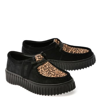 Mocasini CLARKS negri, TORHILL BEE, din piele intoarsa