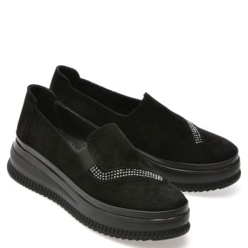 Pantofi IMAGE negri, 381126, din piele intoarsa