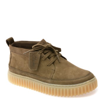 Ghete CLARKS kaki, TORHILL LACE HI, din nabuc