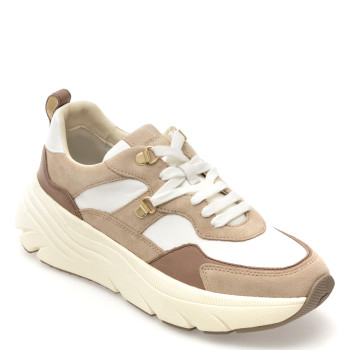 Pantofi sport GEOX albi, D36UFE, din piele naturala