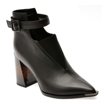 Botine elegante EPICA negre, J3925, din piele naturala