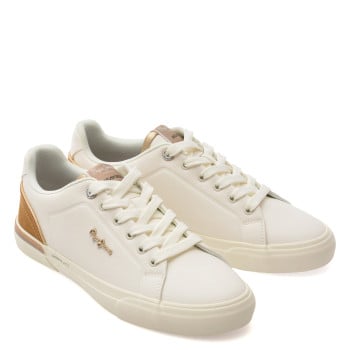 Pantofi sport PEPE JEANS albi, LS30009, din piele ecologica