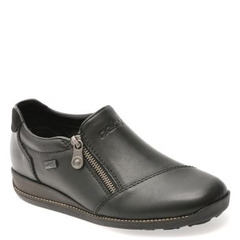 Pantofi RIEKER negri, 44265, din piele naturala