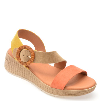 Sandale IMAGE multicolor, ROSEA, din piele intoarsa