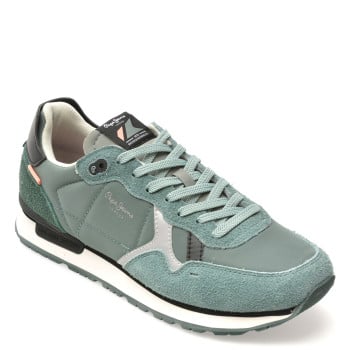 Pantofi sport PEPE JEANS verzi, MS40005, din material textil