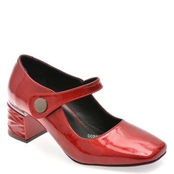 Pantofi EPICA rosii, 3510071, din piele naturala lacuita