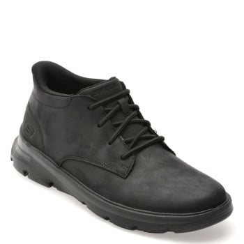 Ghete SKECHERS negre, ARCH FIT GARZA, din piele naturala