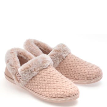 Papuci SKECHERS roz, COZY CAMPFIRE, din material textil