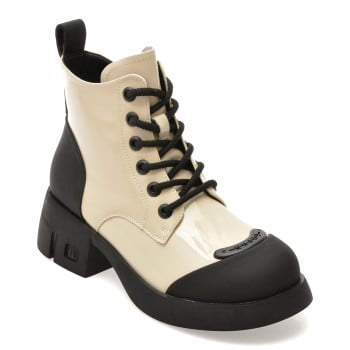 Ghete GRYXX alb-negru, B98, din piele naturala lacuita