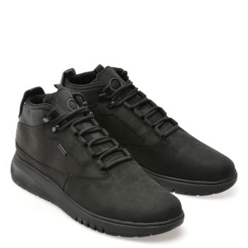 Ghete GEOX negre, U36APA, din piele naturala