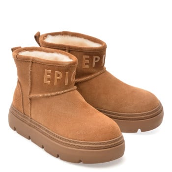 Ghete EPICA maro, 7071, din piele intoarsa