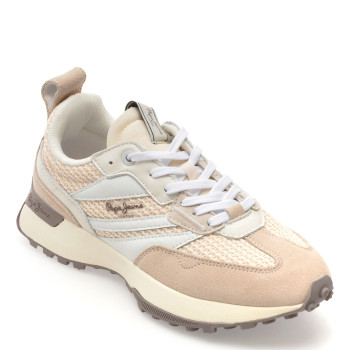 Pantofi sport PEPE JEANS bej, LUCKY KNIT, din material textil