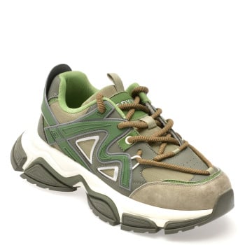 Pantofi sport GRYXX verzi, 1006, din material textil si piele naturala