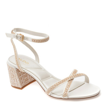 Sandale elegante ALDO albe, BOUCLETTIE 110, din material textil