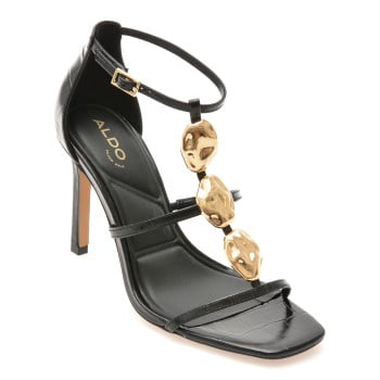 Sandale elegante ALDO negre, BASILS 001, din piele croco
