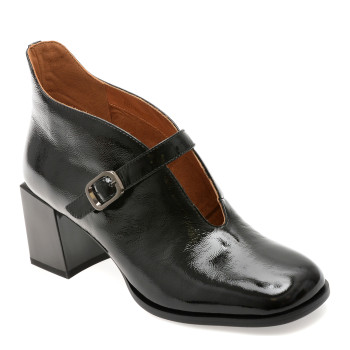 Botine elegante EPICA negre, E227, din piele naturala lacuita