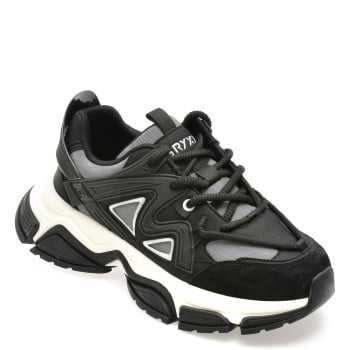 Pantofi sport GRYXX negri, 1006, din material textil si piele naturala