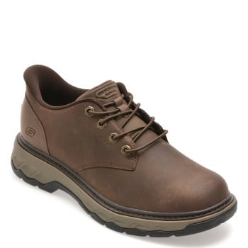 Pantofi sport SKECHERS maro, LOCKETT, din piele naturala