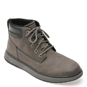 Ghete SKECHERS gri, GARLAN, din piele ecologica