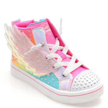 Ghete SKECHERS roz, TWI-LITES 2.0, din piele ecologica