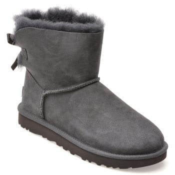 Ghete UGG gri, MINI BAILEY BOW II, din piele intoarsa