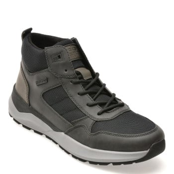 Ghete RIEKER negre, 6020, din material textil