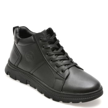 Ghete BITE THE BULLET negre, K164, din piele naturala