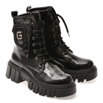 Ghete GRYXX negre, 307113, din piele naturala lacuita