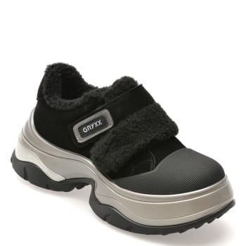 Pantofi GRYXX negri, 1681, din piele intoarsa